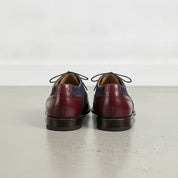 Men's Brown and Dark Blue Burgundy Wingtip Leather Oxfords — Langham