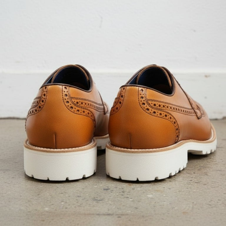 Men's Tan Wingtip Leather Derby Brogues — Bingham