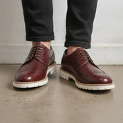 Men's Burgundy Wingtip Leather Derby Brogues — Bingham