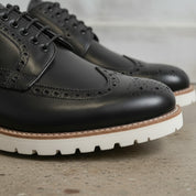 Men's Black Wingtip Leather Derby Brogues — Bingham