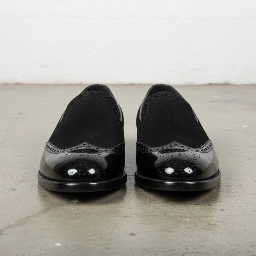 Men's Black Wingtip Leather Loafers — Kettering