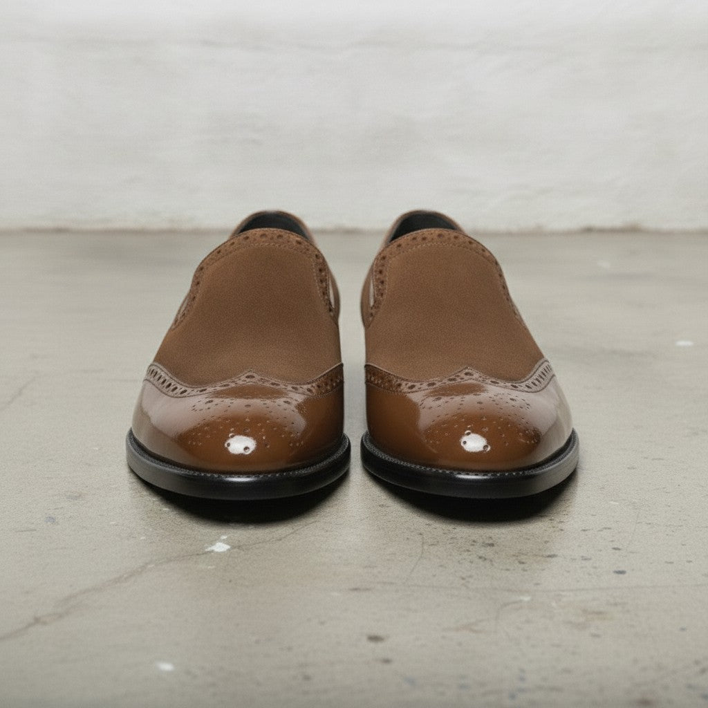 Men's Brown Wingtip  Leather Loafers — Kettering