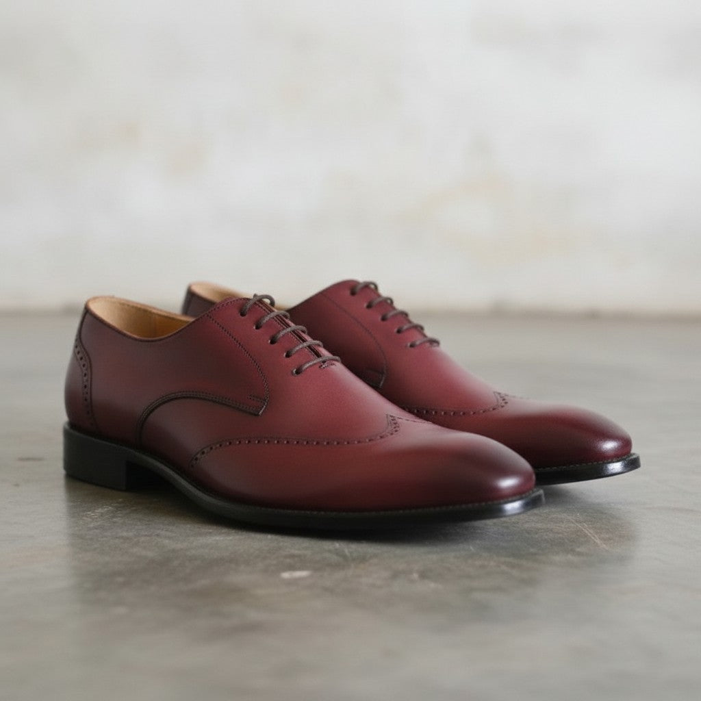 Men's Burgundy Cap-Toe Leather Oxfords — Edenwood