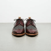 Men's Burgundy and Grey Wingtip Leather Oxfords — Primrose — Primrose