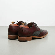 Men's Burgundy and Grey Wingtip Leather Oxfords — Primrose — Primrose