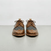 Men's Brown and Grey Wingtip Leather Oxfords — Primrose