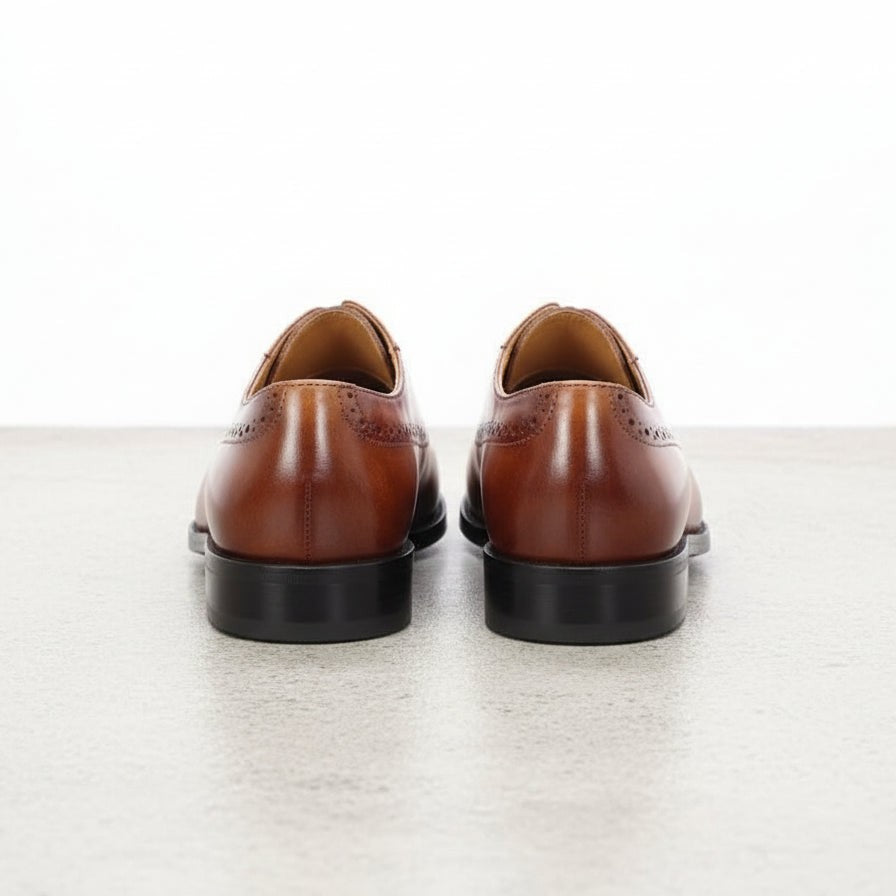 Men's Tan and Brown Cap-Toe Leather Oxfords — Shirley — Shirley