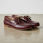 Men's Burgundy Apron-Toe Leather Boat Loafers — Lenham