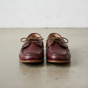 Men's Burgundy Apron-Toe Leather Boat Loafers — Lenham