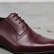 Men's Burgundy Cap-Toe Leather Oxfords — Aspall