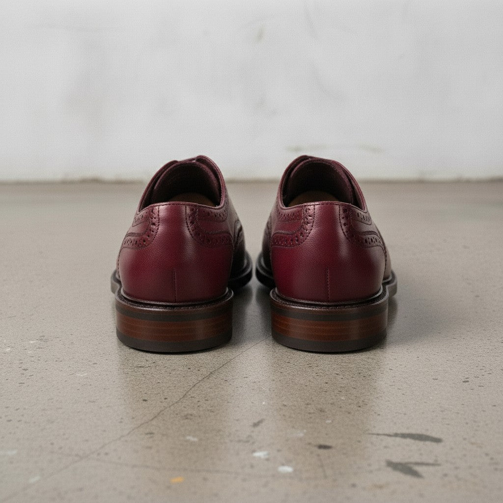 Men's Burgundy Wingtip Leather Derbys — Pollard