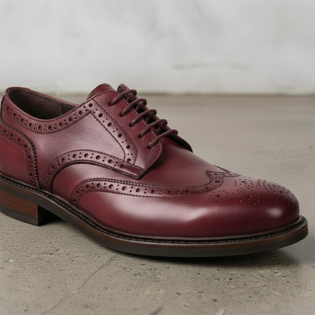 Men's Burgundy Wingtip Leather Derbys — Pollard