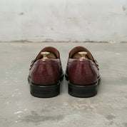 Men's Burgundy Crocodile-Embossed Leather Monk Strap Loafers — Worthing — Worthing
