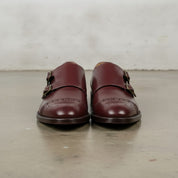 Men's Burgundy Cap-Toe Leather Double Monk Strap Shoes — Tunbridge — Tunbridge