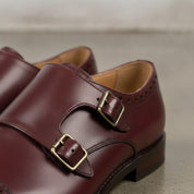 Men's Burgundy Cap-Toe Leather Double Monk Strap Shoes — Tunbridge — Tunbridge