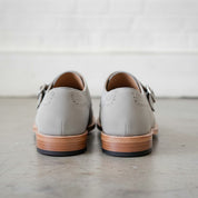 Men's Royal Light Gray Cap-Toe Suede Double Monk Strap Shoes — Newmarket