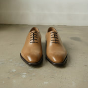 Men's Dark Tan Plain-Toe Leather Oxfords — Dunstan