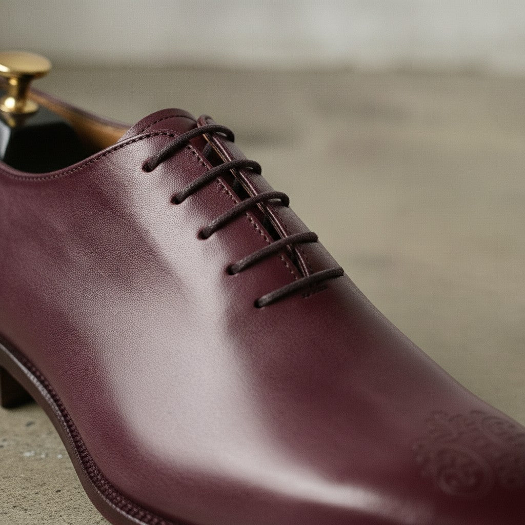 Men's Burgundy Plain-Toe Leather Oxfords — Dunstan