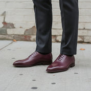 Men's Burgundy Plain-Toe Leather Oxfords — Dunstan