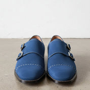 Men's Royal Blue Cap-Toe Suede Double Monk Strap Shoes — Awbridge — Awbridge