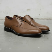 Men's Brown Apron-Toe Leather Derby Shoes — Falkirk
