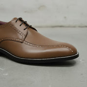 Men's Brown Apron-Toe Leather Derby Shoes — Falkirk
