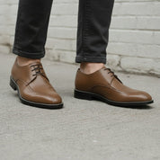 Men's Brown Apron-Toe Leather Derby Shoes — Falkirk