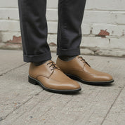 Men's Tan Apron-Toe Leather Derby Shoes — Falkirk