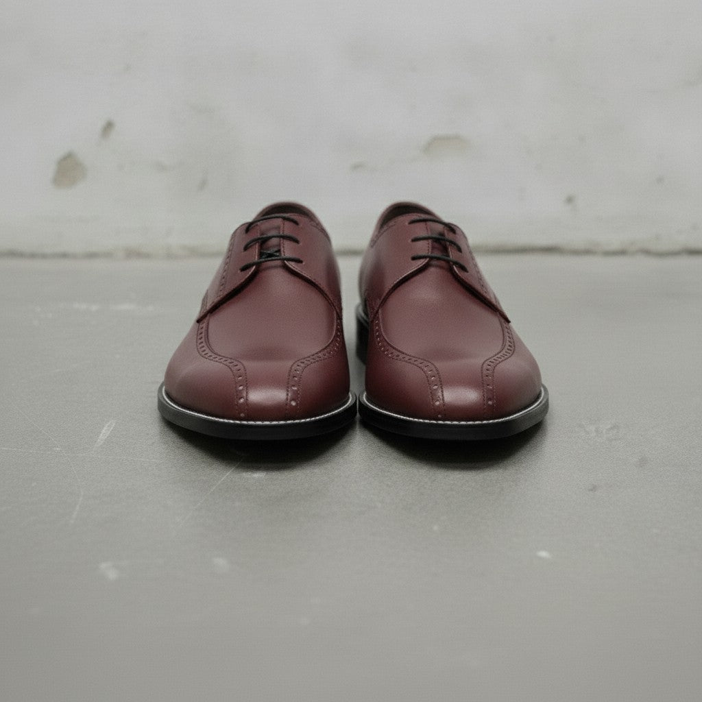Men's Burgundy Apron-Toe Leather Derby Shoes — Falkirk — Falkirk