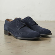 Navy Blue Wingtip Suede Derby — Hobart