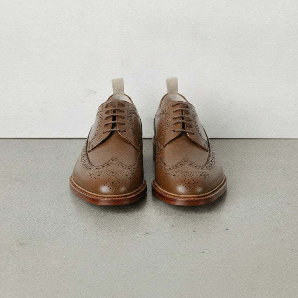 Men's Brown Wingtip Leather Derby Brogues — Arkendale