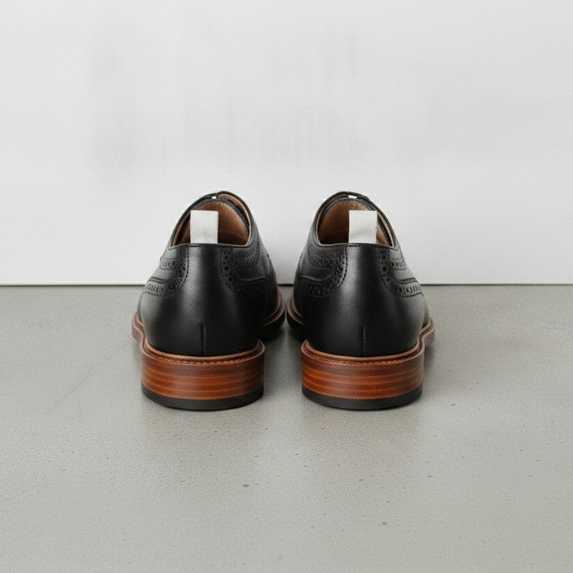 Men's Black Wingtip Leather Derby Brogues — Arkendale