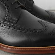 Men's Black Wingtip Leather Derby Brogues — Arkendale