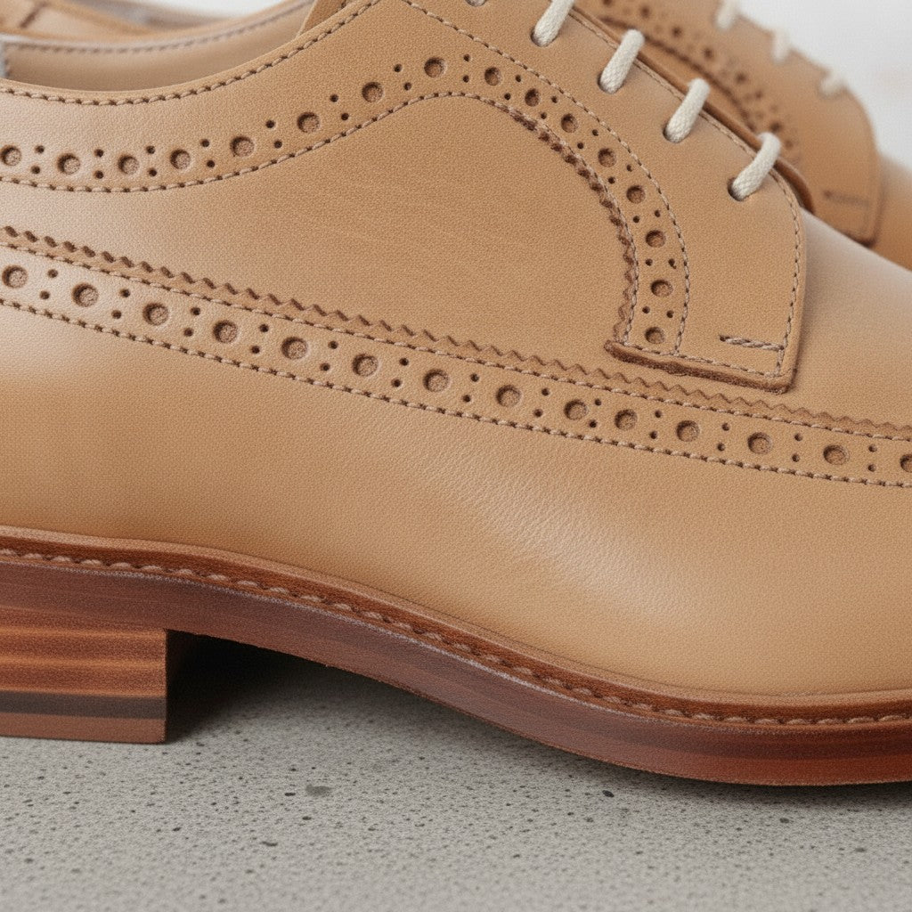 Men's Tan Wingtip Leather Derby Brogues — Arkendale — Arkendale