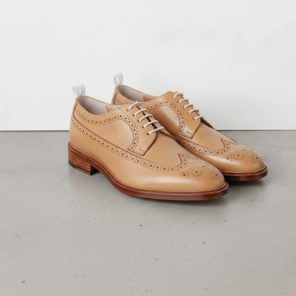 Men's Tan Wingtip Leather Derby Brogues — Arkendale — Arkendale