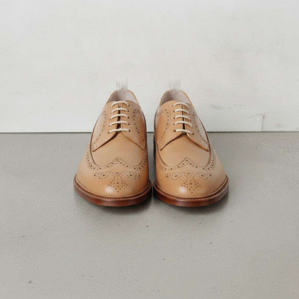 Men's Tan Wingtip Leather Derby Brogues — Arkendale — Arkendale