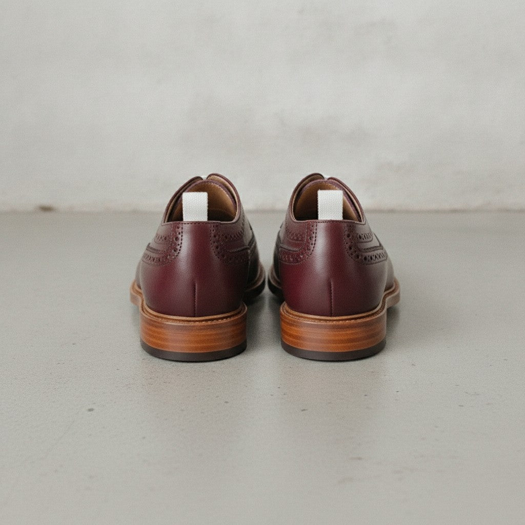 Men's Burgundy Wingtip Leather Derby Brogues — Arkendale — Arkendale