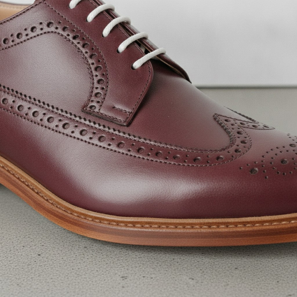 Men's Burgundy Wingtip Leather Derby Brogues — Arkendale — Arkendale