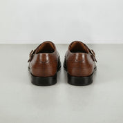 Men's Brown Crocodile-Embossed Leather Double Monk Strap Shoes — Heddon