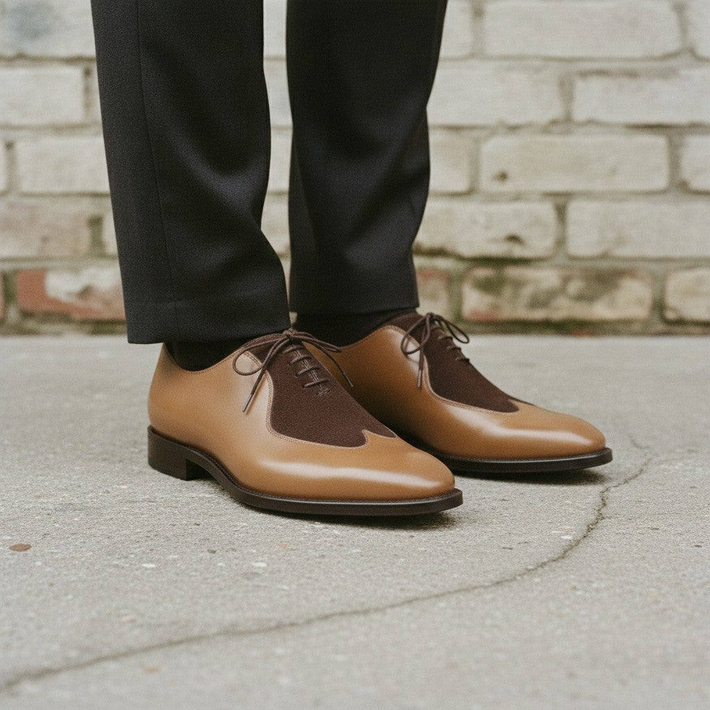 Men's Tan and Dark Brown Leather Oxfords — Edbrook