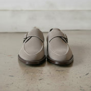 Men's Light Gray Apron-Toe Suede Monk Strap Shoes — Bagborough — Bagborough