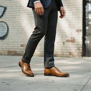 Men's Cognac Crocodile-Embossed Leather Oxfords — Wroxton