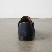 Men's Dark Blue Cap-Toe Suede Double Monk Strap Shoes — Worthington — Worthington