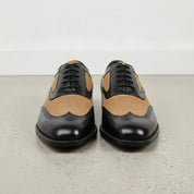 Men's Black and Tan Spectator Wingtip Suede and Leather Oxfords — Caulfield