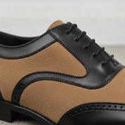 Men's Black and Tan Spectator Wingtip Suede and Leather Oxfords — Caulfield
