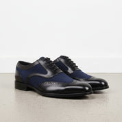 Men's Black and Navy Spectator Wingtip Suede and Leather Oxfords — Caulfield