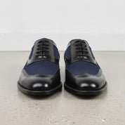 Men's Black and Navy Spectator Wingtip Suede and Leather Oxfords — Caulfield