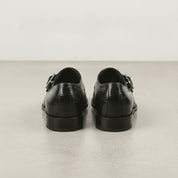 Men's Black Crocodile-Embossed Leather Monk Strap Shoes — Royston