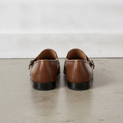 Men's Dark Brown Plain-Toe Leather Monk Strap Shoes — Bindon