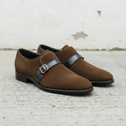 Men's Dark Brown Suede Monk Strap Shoes — Fairfield — Fairfield
